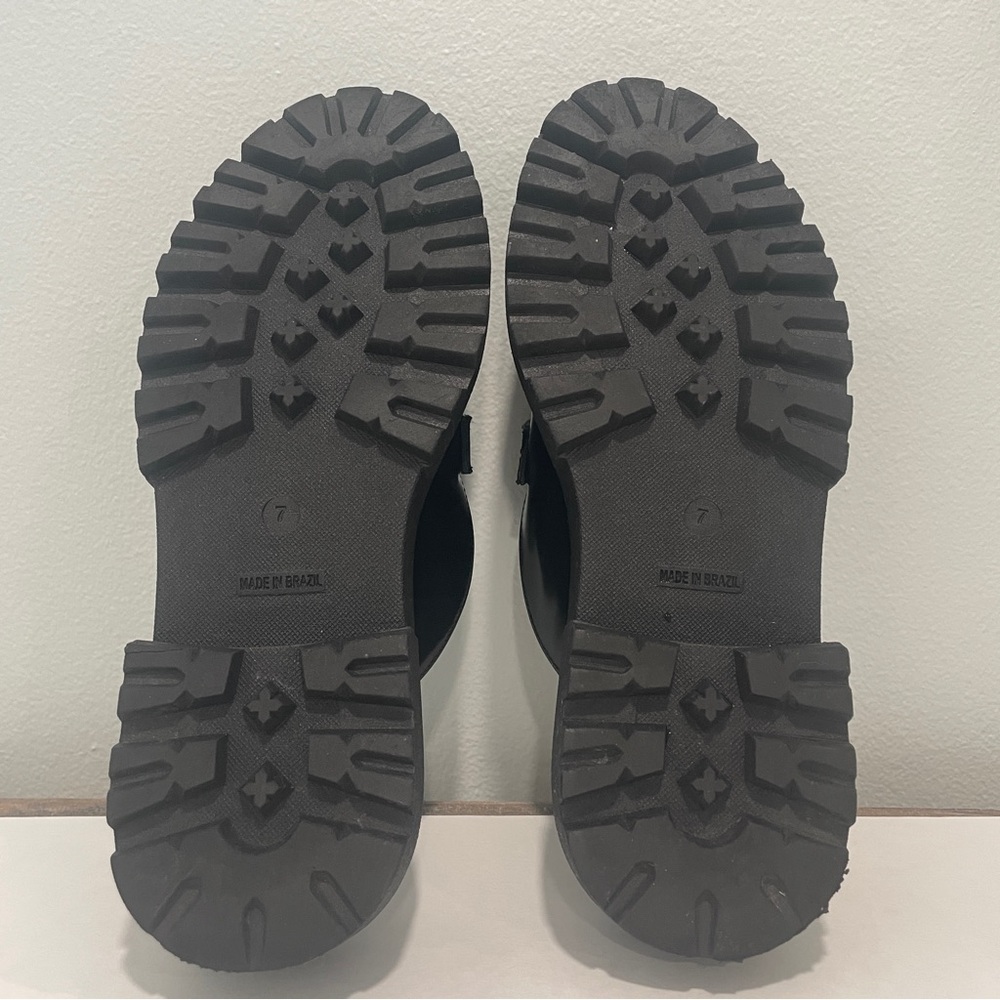 STEVE MADDEN Missk Black Patent Leather Chunky Lug Platform Mule Loafers (7) - Picture 9 of 15